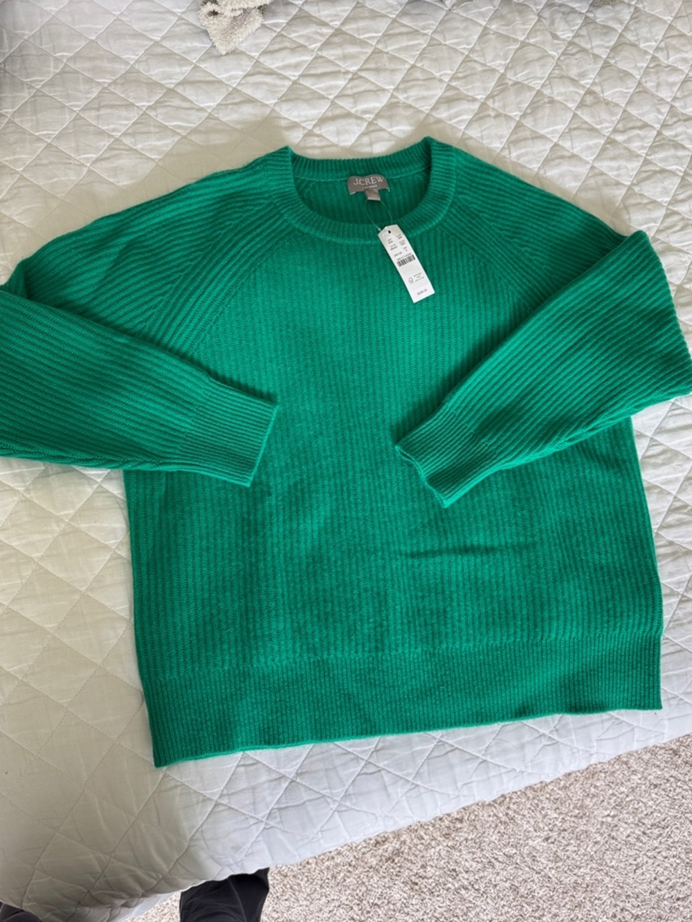 J. Crew Emerald Green Ribbed Crewneck Sweater